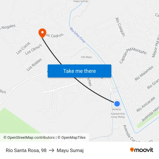 Río Santa Rosa, 98 to Mayu Sumaj map