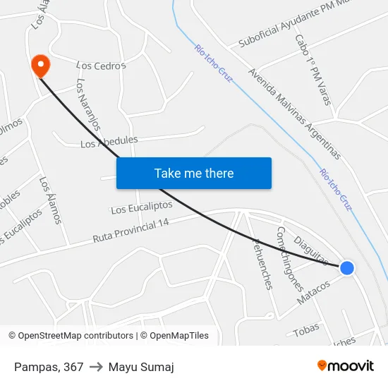 Pampas, 367 to Mayu Sumaj map