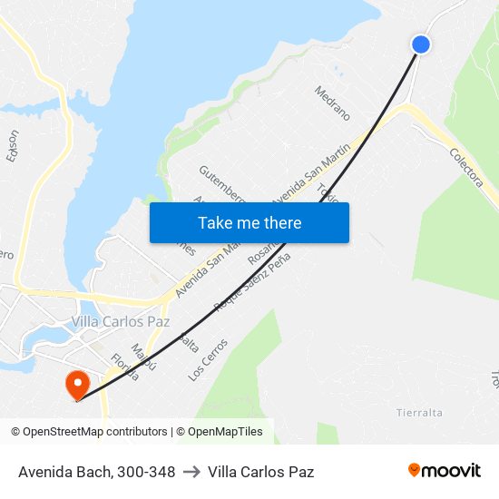 Avenida Bach, 300-348 to Villa Carlos Paz map