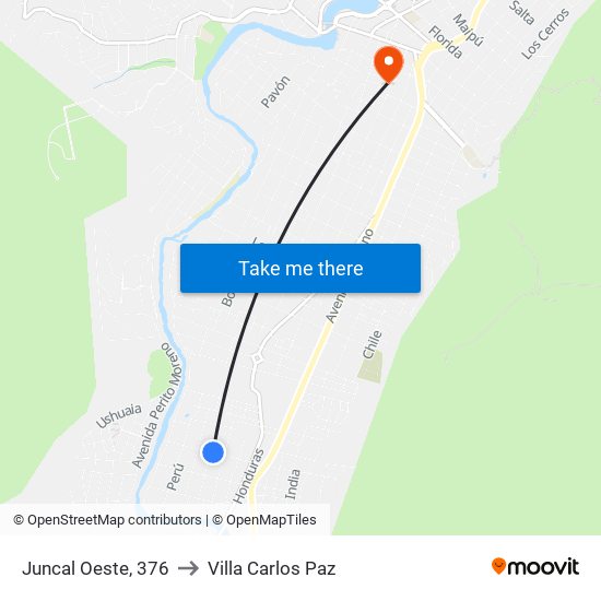 Juncal Oeste, 376 to Villa Carlos Paz map