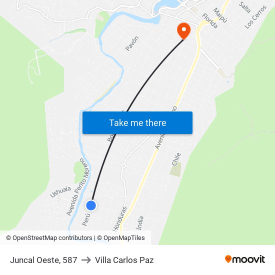 Juncal Oeste, 587 to Villa Carlos Paz map