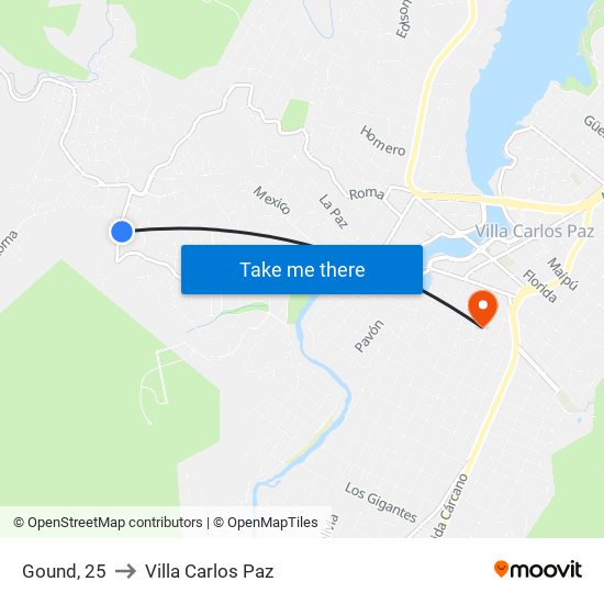 Gound, 25 to Villa Carlos Paz map