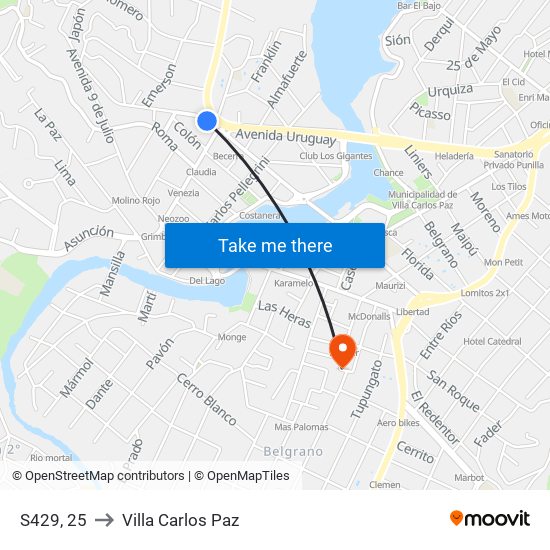 S429, 25 to Villa Carlos Paz map