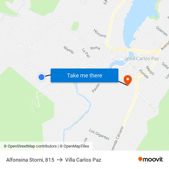 Alfonsina Storni, 815 to Villa Carlos Paz map