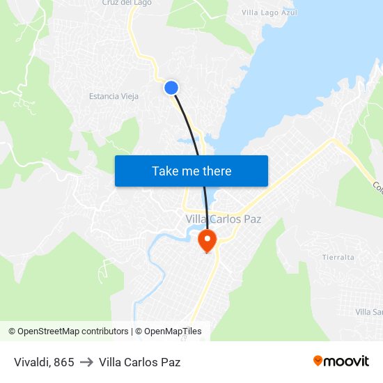 Vivaldi, 865 to Villa Carlos Paz map
