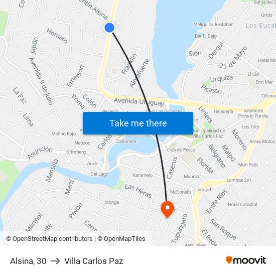 Alsina, 30 to Villa Carlos Paz map