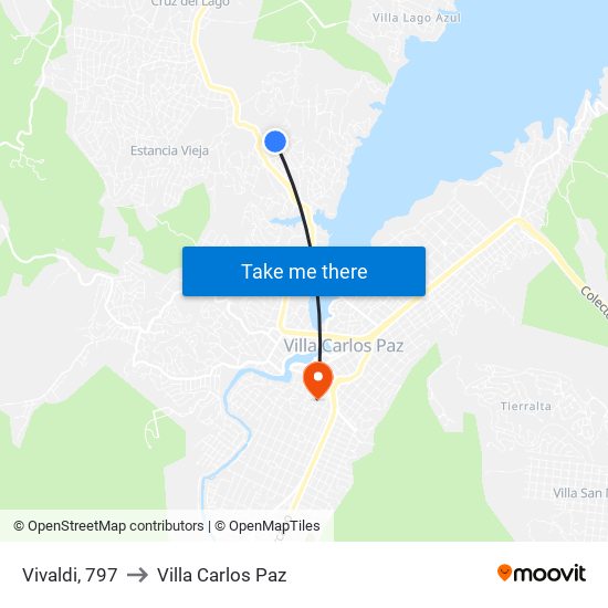 Vivaldi, 797 to Villa Carlos Paz map