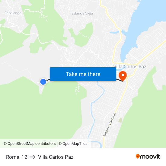 Roma, 12 to Villa Carlos Paz map