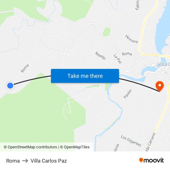 Roma to Villa Carlos Paz map