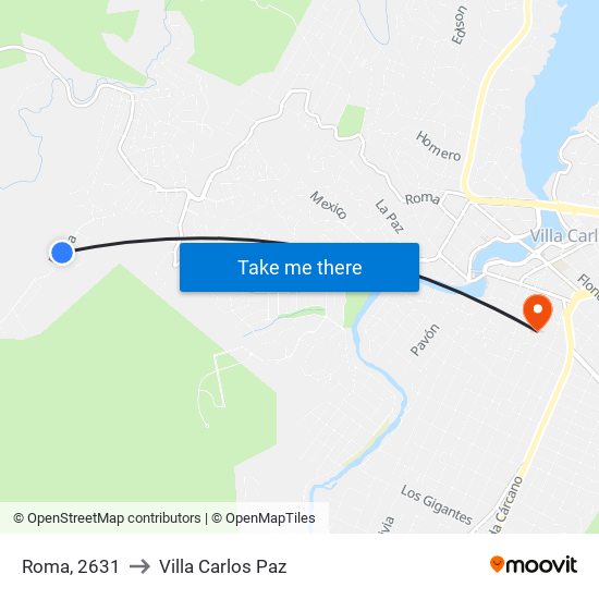 Roma, 2631 to Villa Carlos Paz map