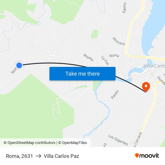 Roma, 2631 to Villa Carlos Paz map