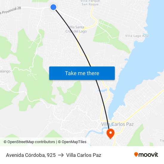 Avenida Córdoba, 925 to Villa Carlos Paz map