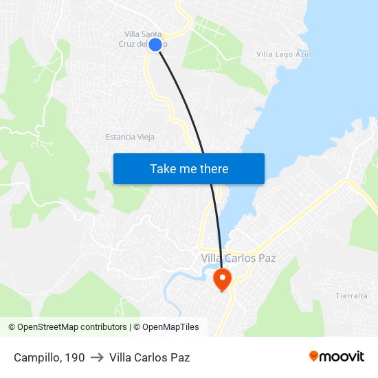 Campillo, 190 to Villa Carlos Paz map