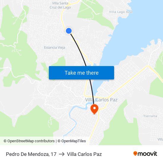 Pedro De Mendoza, 17 to Villa Carlos Paz map