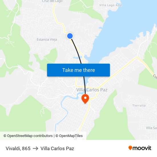 Vivaldi, 865 to Villa Carlos Paz map