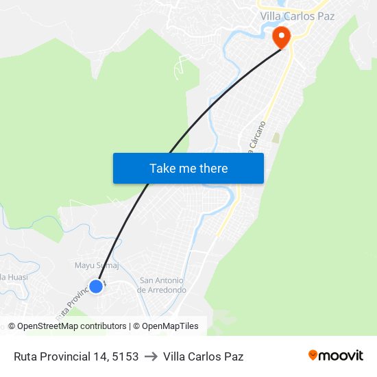 Ruta Provincial 14, 5153 to Villa Carlos Paz map