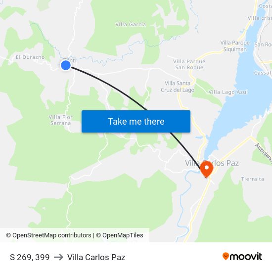 S 269, 399 to Villa Carlos Paz map