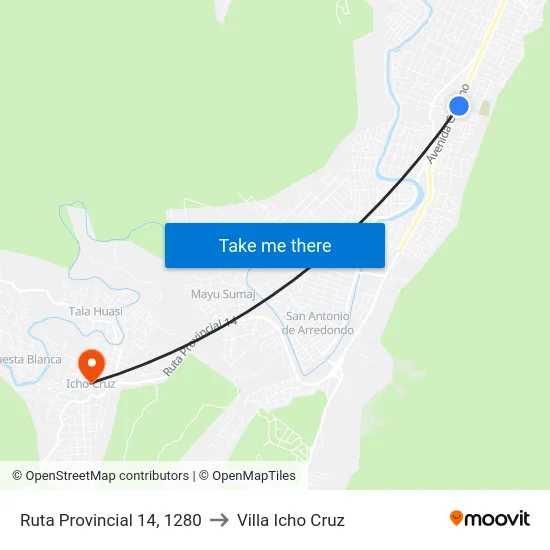 Ruta Provincial 14, 1280 to Villa Icho Cruz map