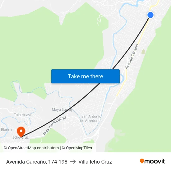 Avenida Carcaño, 174-198 to Villa Icho Cruz map