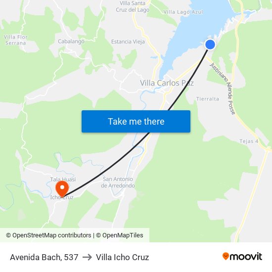 Avenida Bach, 537 to Villa Icho Cruz map