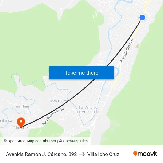 Avenida Ramón J. Cárcano, 392 to Villa Icho Cruz map