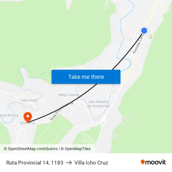 Ruta Provincial 14, 1183 to Villa Icho Cruz map