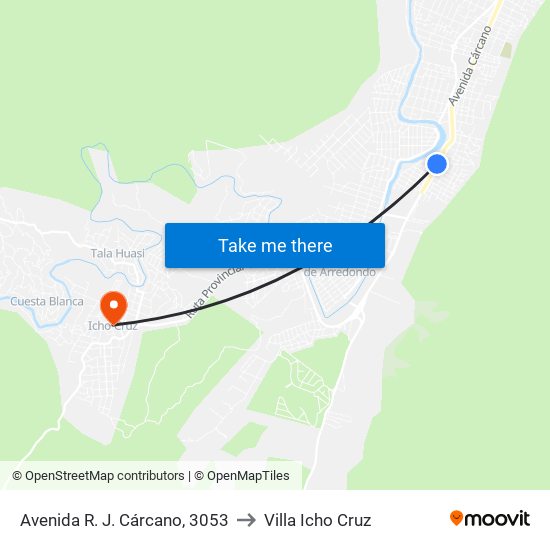 Avenida R. J. Cárcano, 3053 to Villa Icho Cruz map