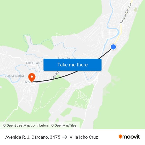 Avenida R. J. Cárcano, 3475 to Villa Icho Cruz map