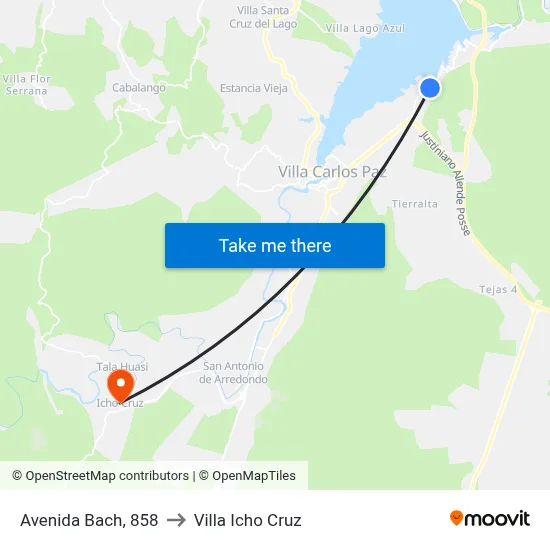 Avenida Bach, 858 to Villa Icho Cruz map
