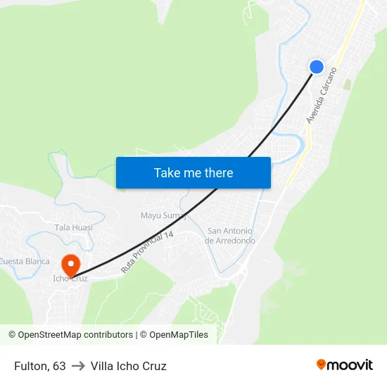 Fulton, 63 to Villa Icho Cruz map