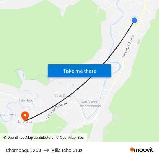 Champaqui, 260 to Villa Icho Cruz map