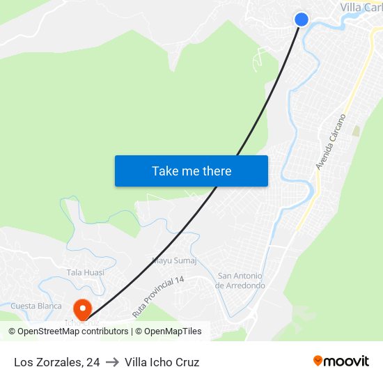 Los Zorzales, 24 to Villa Icho Cruz map