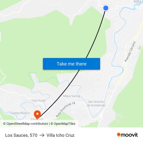 Los Sauces, 570 to Villa Icho Cruz map