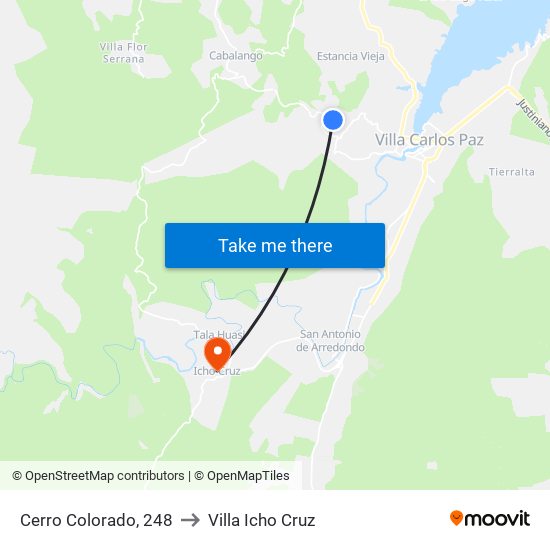 Cerro Colorado, 248 to Villa Icho Cruz map