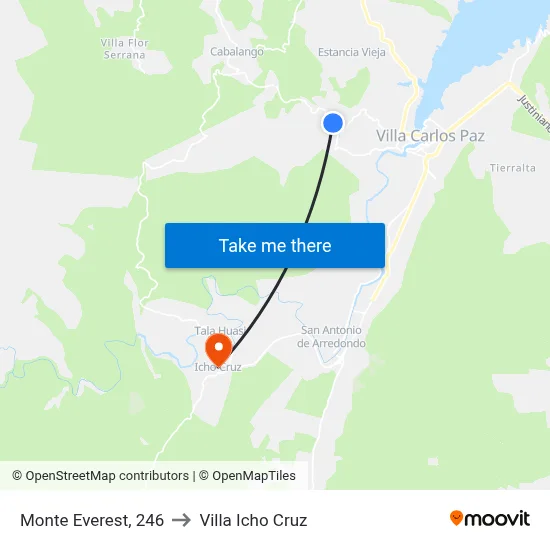 Monte Everest, 246 to Villa Icho Cruz map
