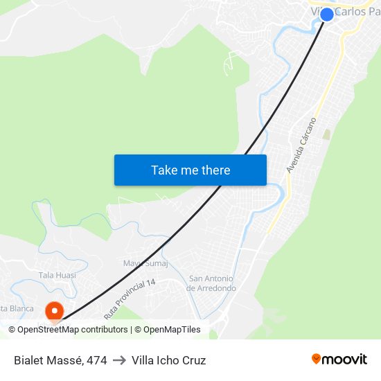 Bialet Massé, 474 to Villa Icho Cruz map
