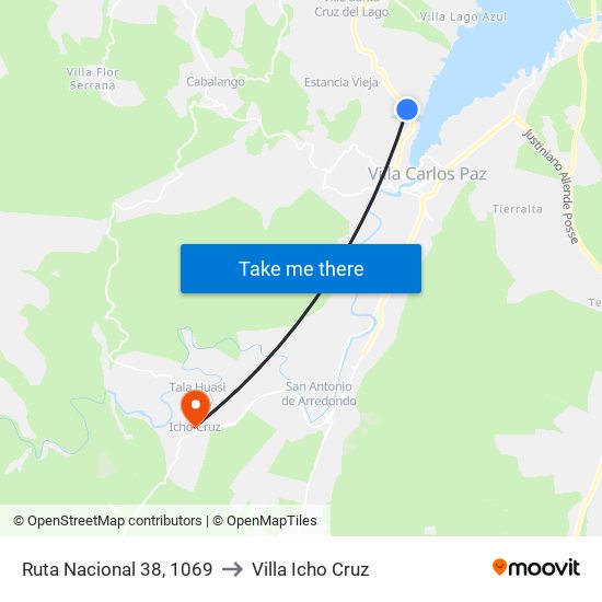 Ruta Nacional 38, 1069 to Villa Icho Cruz map