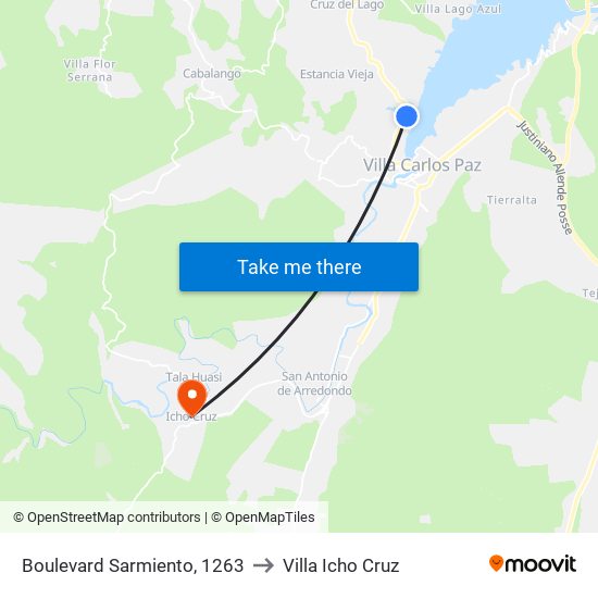 Boulevard Sarmiento, 1263 to Villa Icho Cruz map
