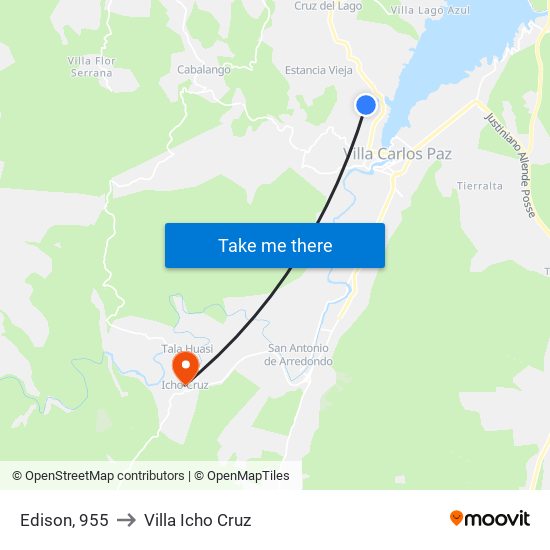 Edison, 955 to Villa Icho Cruz map
