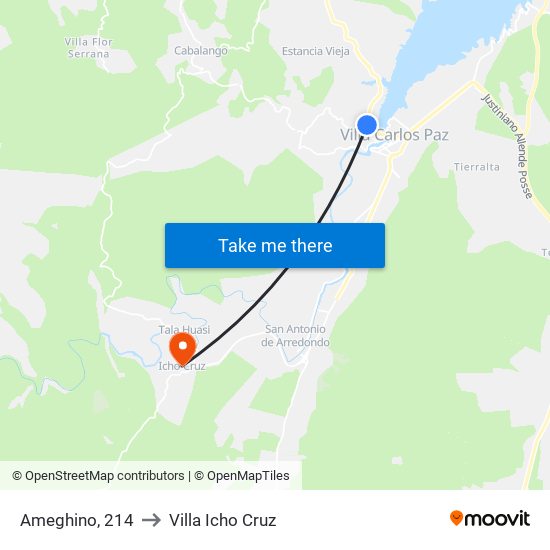 Ameghino, 214 to Villa Icho Cruz map
