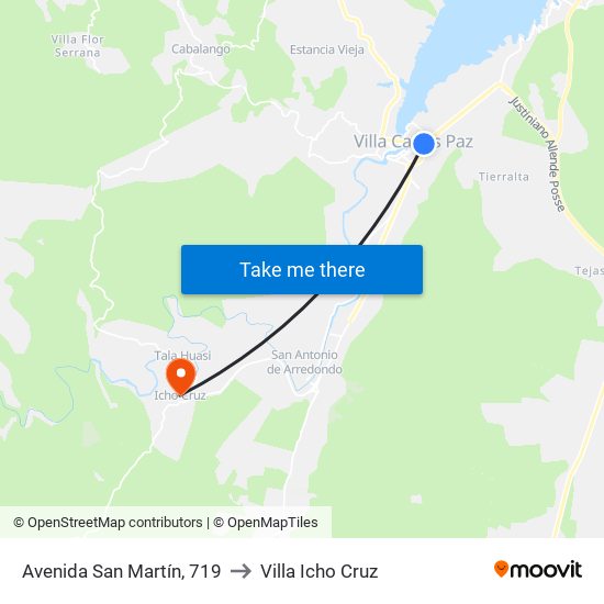 Avenida San Martín, 719 to Villa Icho Cruz map