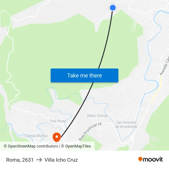 Roma, 2631 to Villa Icho Cruz map