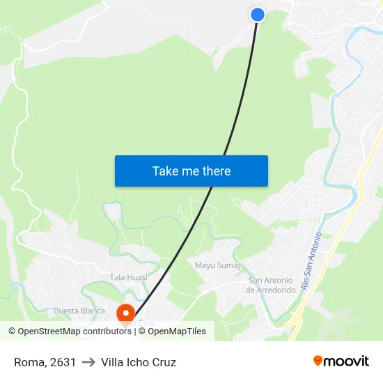 Roma, 2631 to Villa Icho Cruz map
