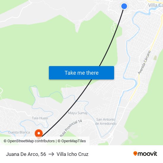 Juana De Arco, 56 to Villa Icho Cruz map