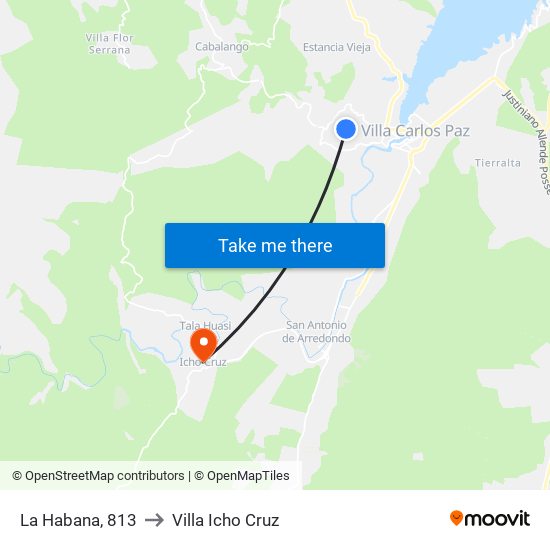 La Habana, 813 to Villa Icho Cruz map