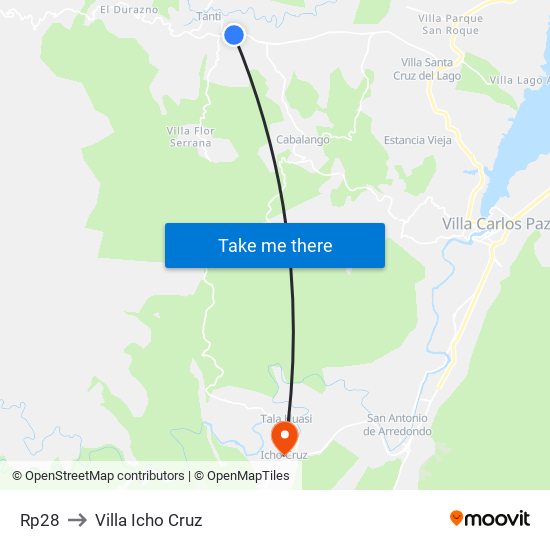 Rp28 to Villa Icho Cruz map