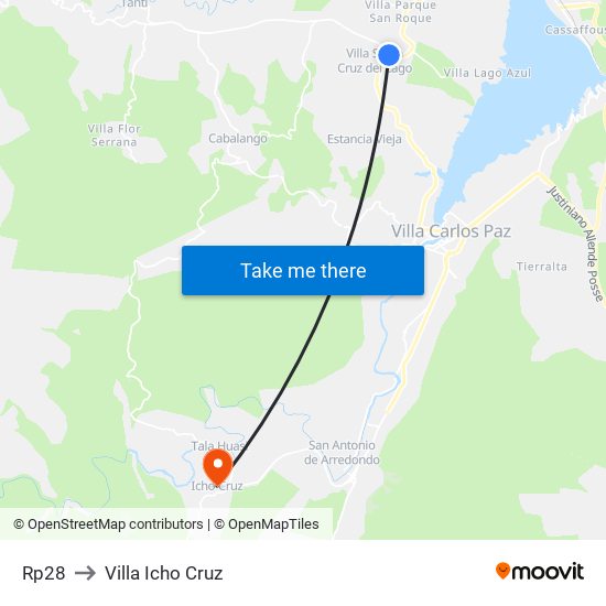 Rp28 to Villa Icho Cruz map