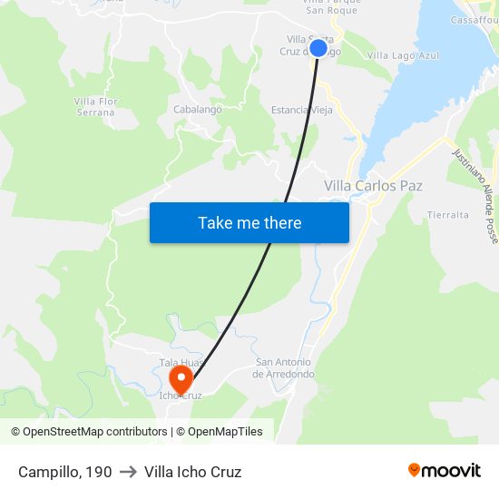 Campillo, 190 to Villa Icho Cruz map