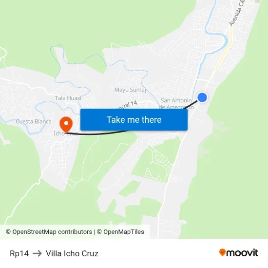 Rp14 to Villa Icho Cruz map