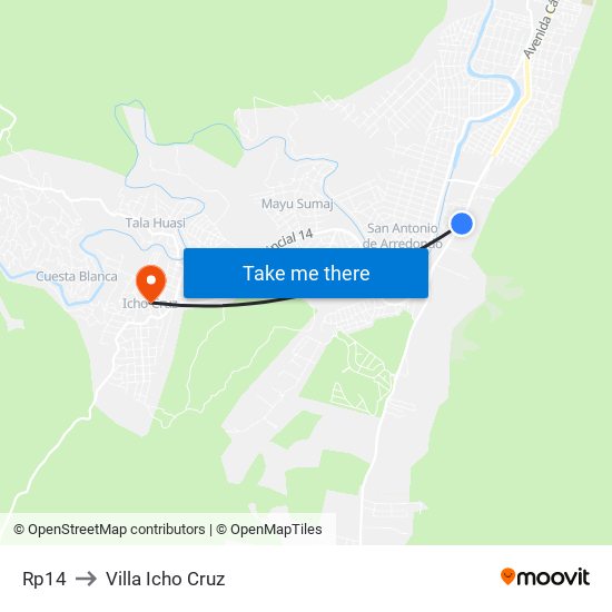 Rp14 to Villa Icho Cruz map